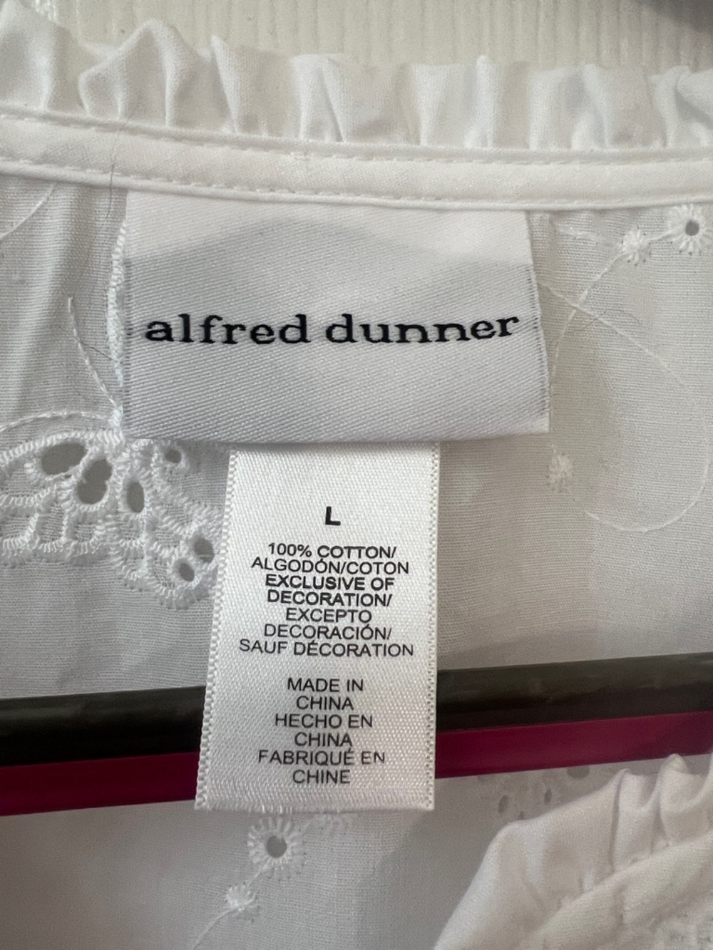 Alfred Dunner White Eyelet Button-Front Blouse - Picture 2 of 6